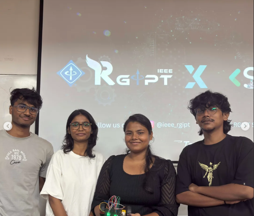 IEEE RGIPT students with a robotics project